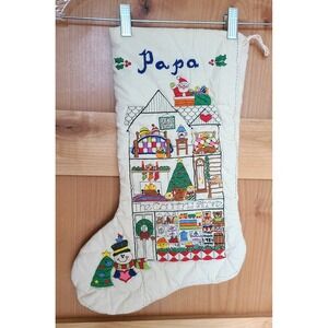 Vintage Dimensions Country Store Crewel Christmas Holiday Quilted Stocking 8039